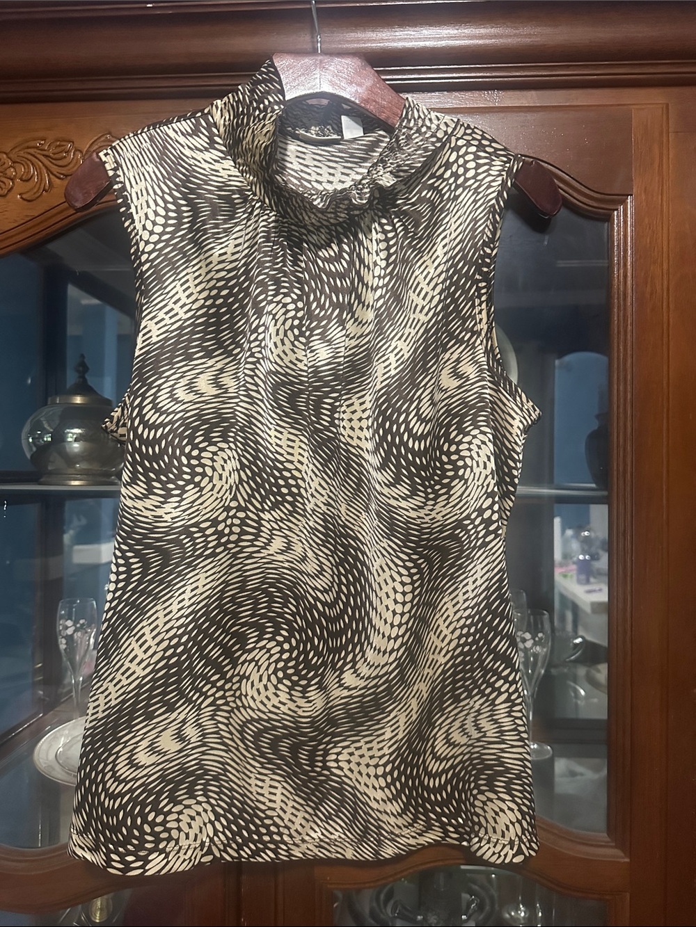 Sleeveless Black & Cream Swirl Print Dress
